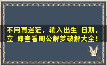 不用再迷茫，输入出生  日期，立  即查看周公解梦破解大全！